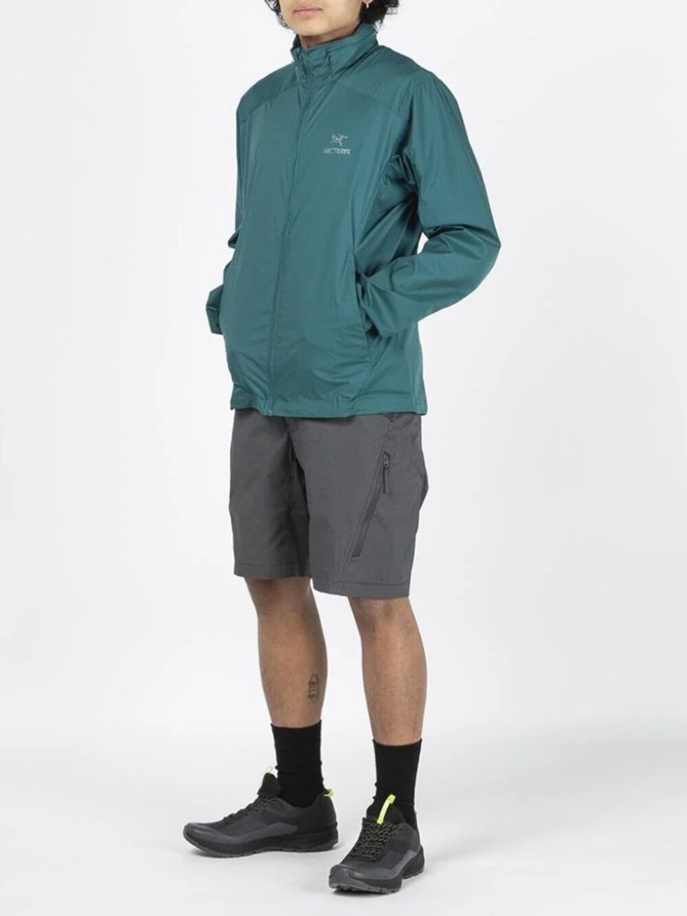 Arc’teryx Men’s Teal Nodin Jacket size L Hooded Windbreaker Gorpcore Packable